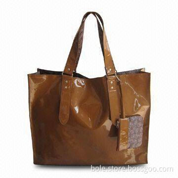Vinyl Beach Bag, Uses Metal Buckle for Handle Connection, with Full-printed 210d Lining